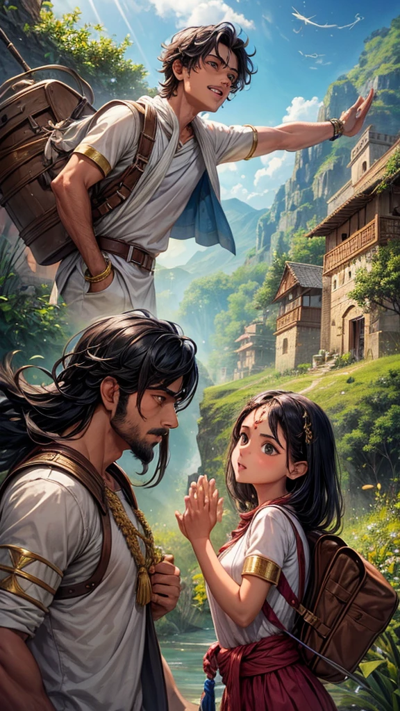 Return to Sudarshanpur**: Arjun and Geeta returning to their village, greeted by the amazed and inspired villagers as they share their incredible adventure and newfound magical powers.