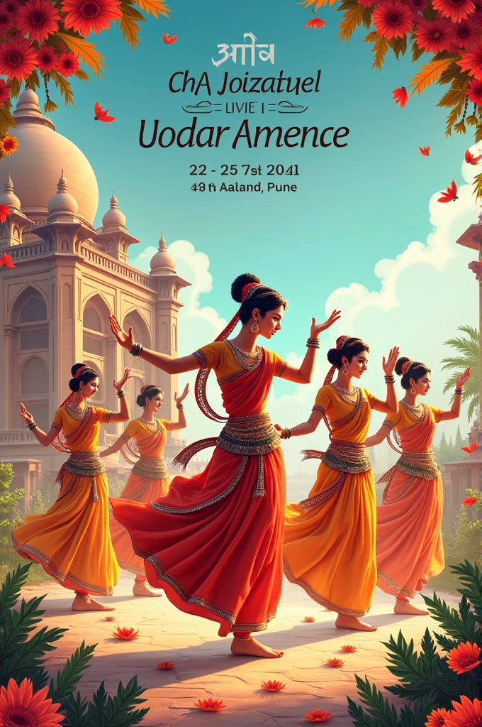 Invitation for a cultural dance event named national youth cultural festival at aalandi pune which is on 22th August to 25th August 2024