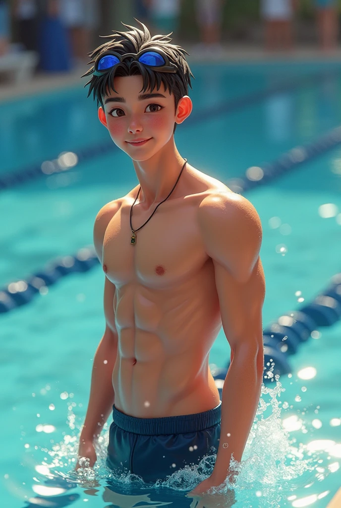 Asian swimmer　male　Cute face