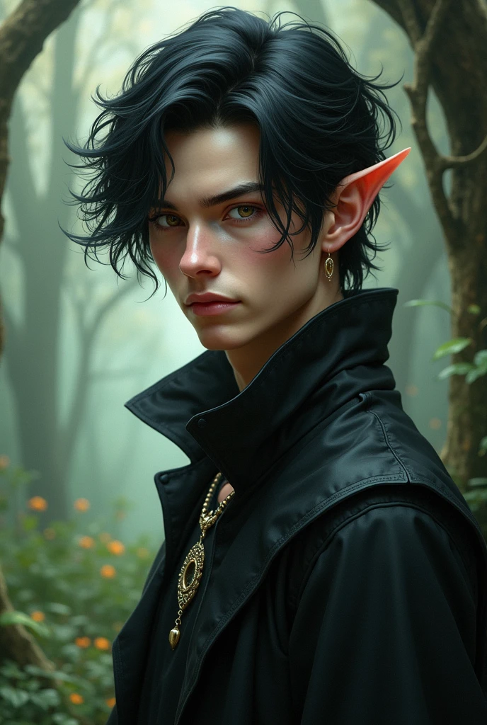 Teenage Male Eladrin Elf black hair