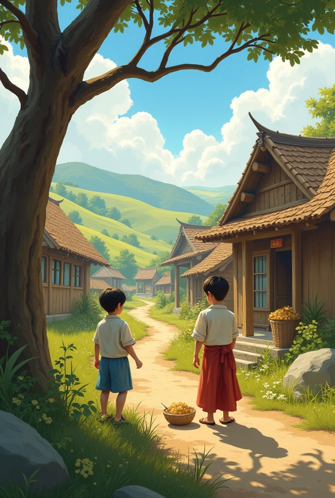 Moral of the Story in a village between two brothers:**
- Conclude with the moral: Generosity and compassion can create a ripple effect of kindness. Balancing caution with kindness leads to a richer, more fulfilling life.