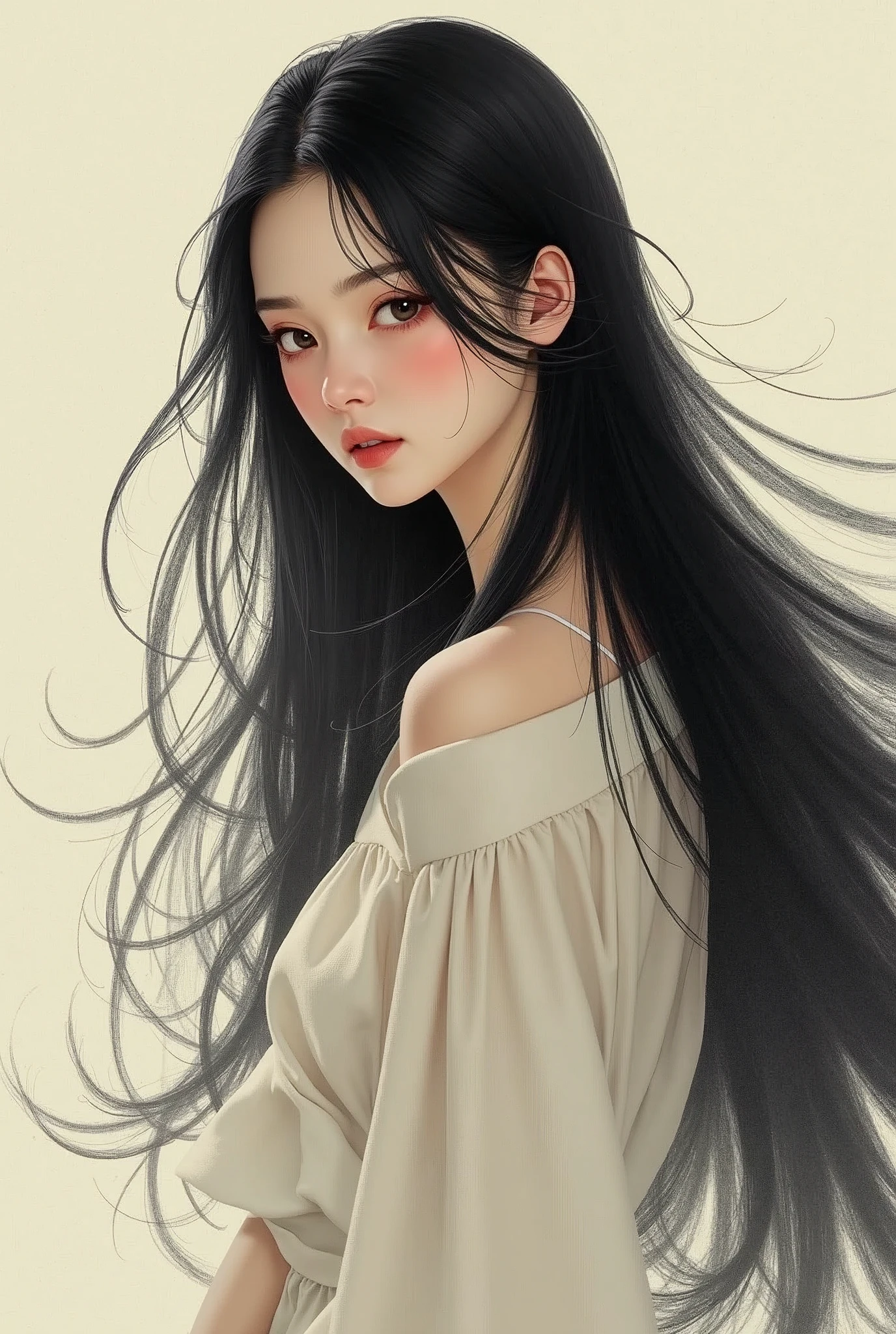 Artistic　woman　One person　Long Hair　Japanese　cute