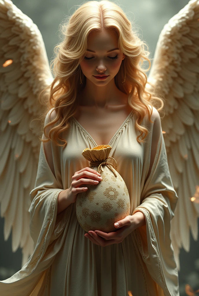Create angel tattoo design with money bag 4k