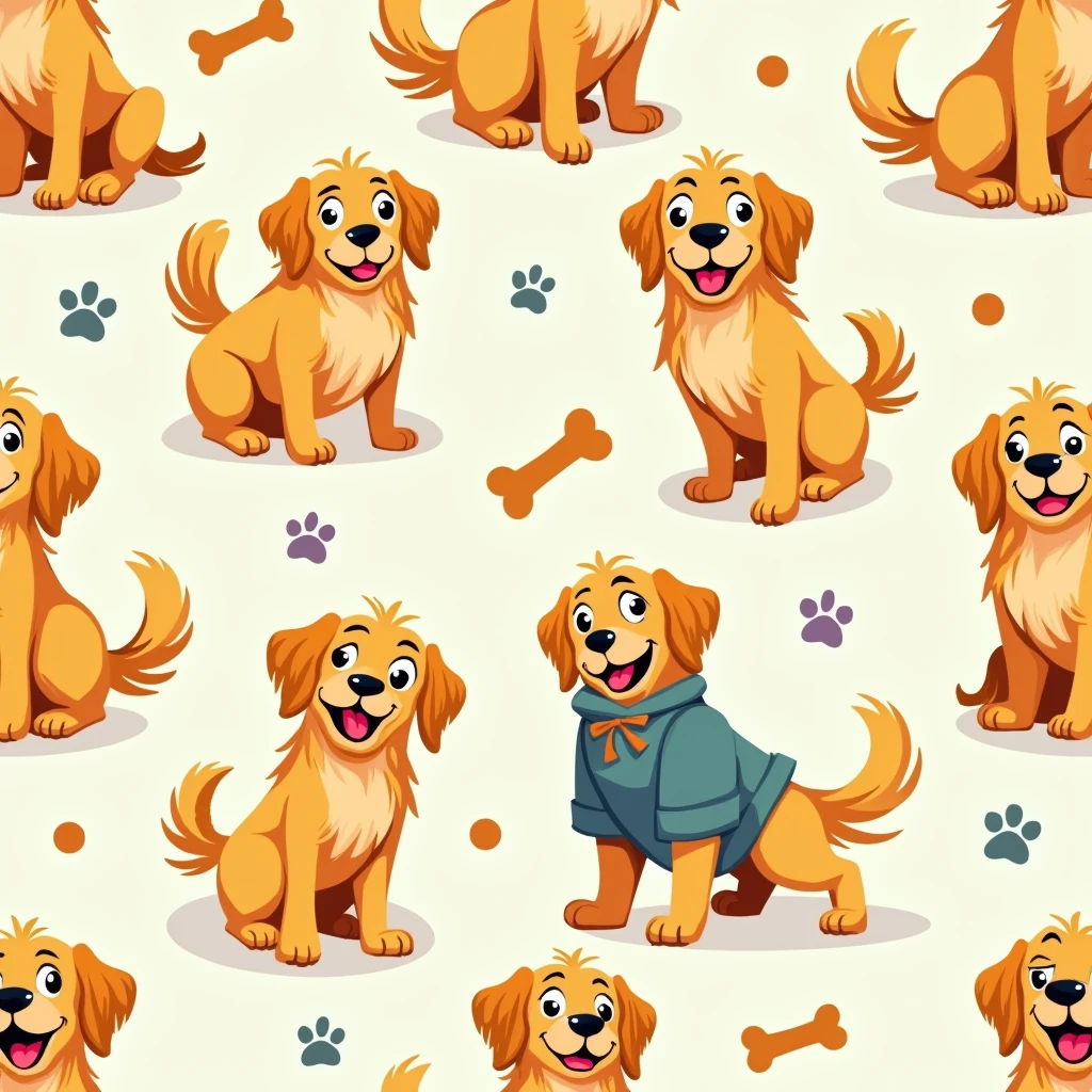 Cartoonish Golden retriever Pattern design