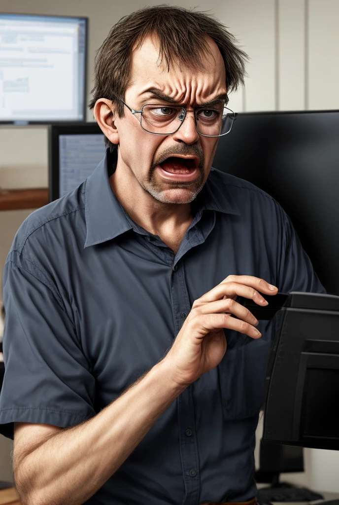 Rigid　uncle　Glasses　programmer　Angry