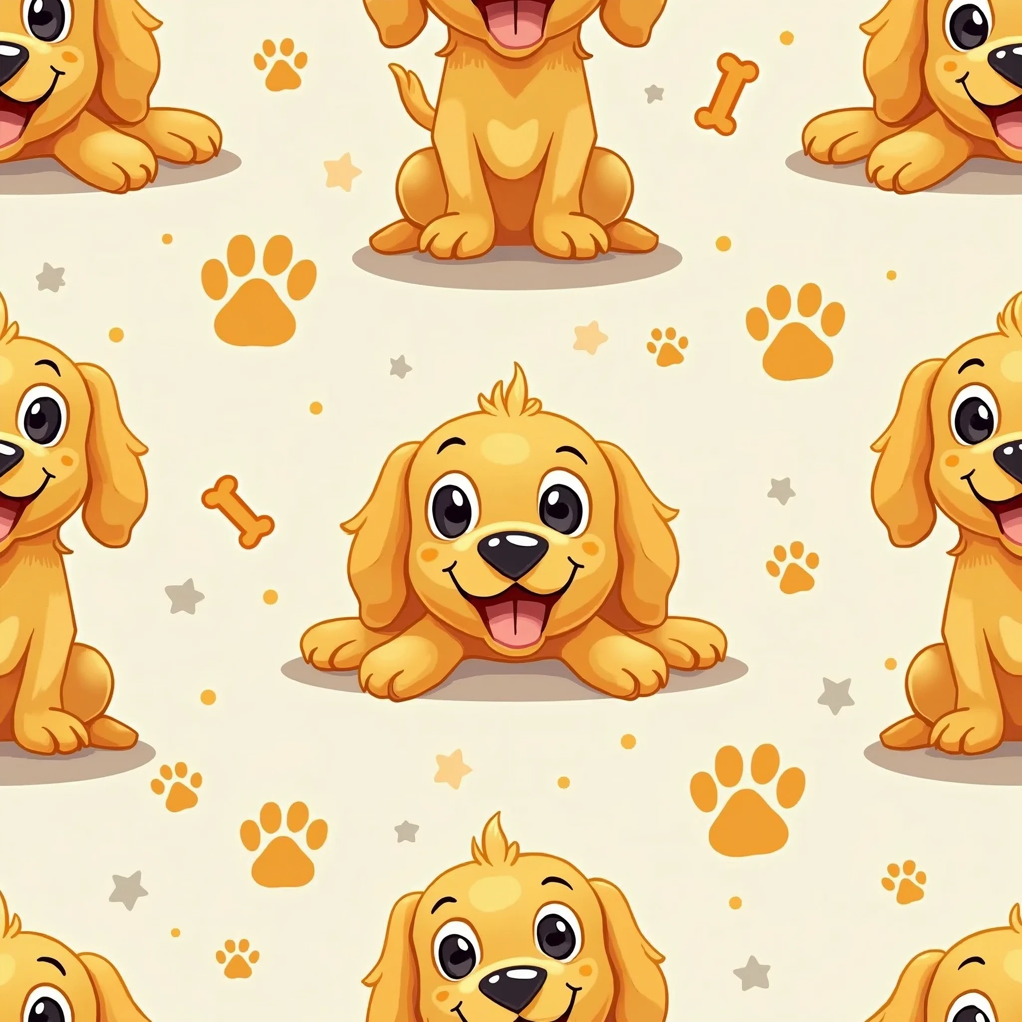 Cartoonish Golden retriever Pattern design
