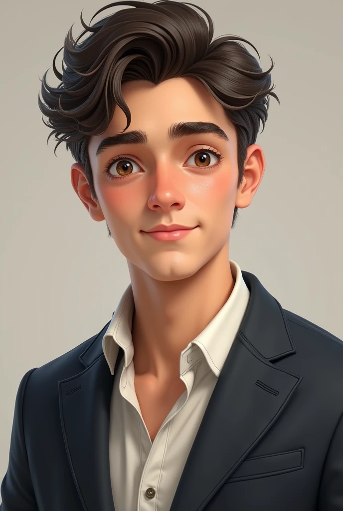 Create a, 21 years old boy, smart cute, handsome