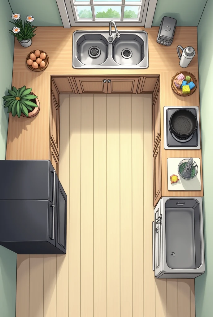 Work Triangle: Arrange the stove, sink, and refrigerator in a triangular layout to minimize movement between these key areas.
Prep Area: Place a spacious countertop near the stove for cracking and beating eggs.
Storage: Have an accessible drawer or shelf near the prep area for storing egg-related tools like beaters, spatulas, and measuring cups.
Cooking Station: Position a non-stick skillet or frying pan close to the stove for easy cooking.
Cleaning Zone: Place the sink near the prep area for easy cleanup, with dish soap and sponges within reach.
Utensil Organizer: Use a utensil drawer or container near the prep area to keep essential tools like whisks, tongs, and ladles handy.