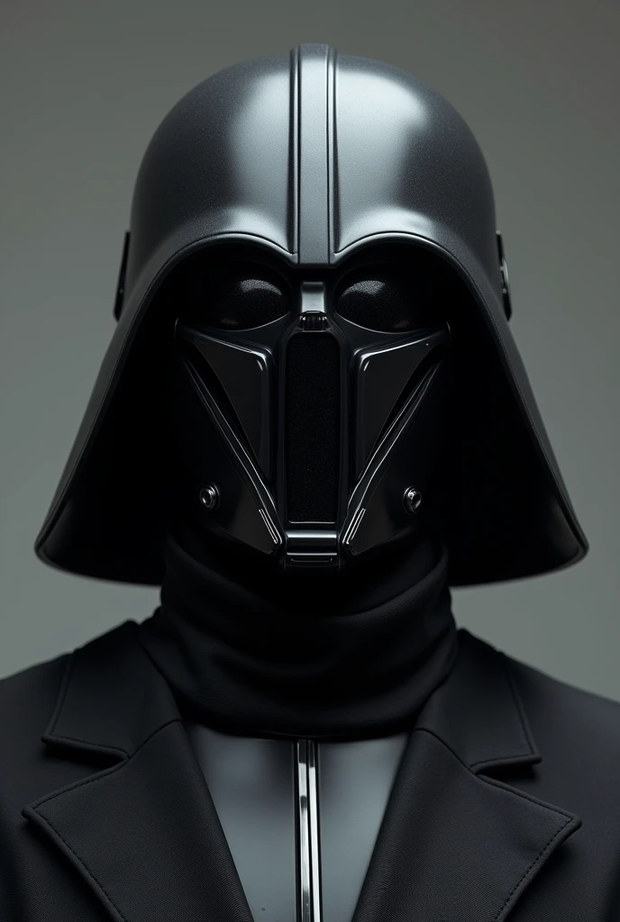 A helmet inspired by Star Wars but more sophisticated, with dark and imposing touches