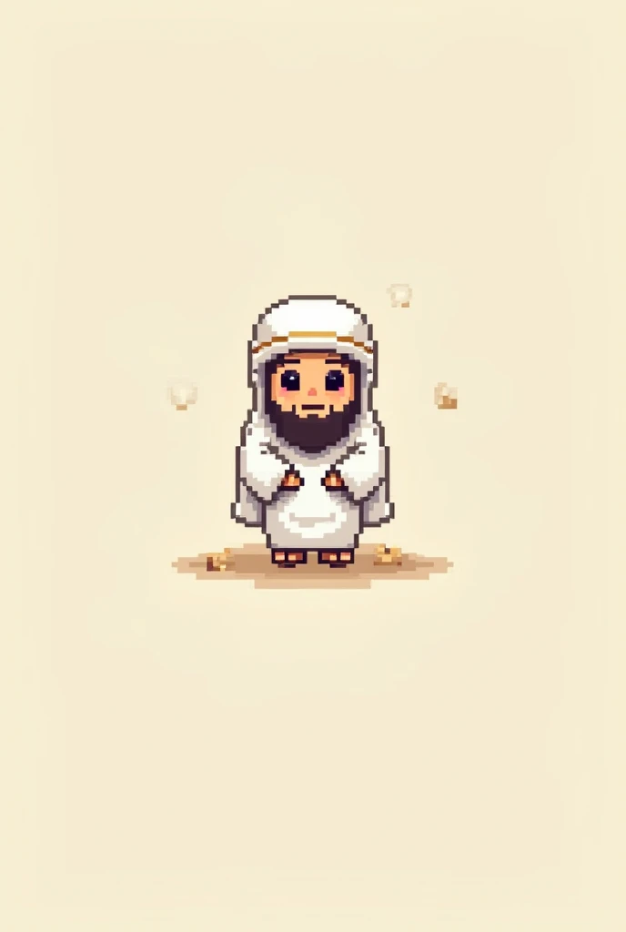 pixel art,simple、cute、Muhammad
、White cloth clothes、beard