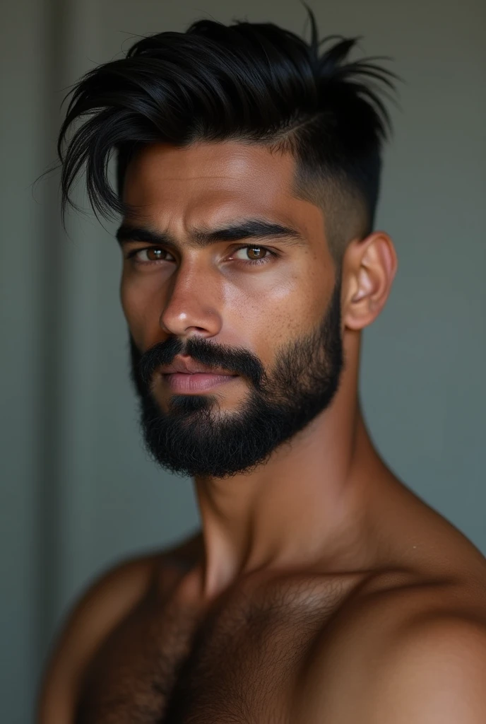 A 178cm 89 kg bearded with short fade hair indian 18 year old boy