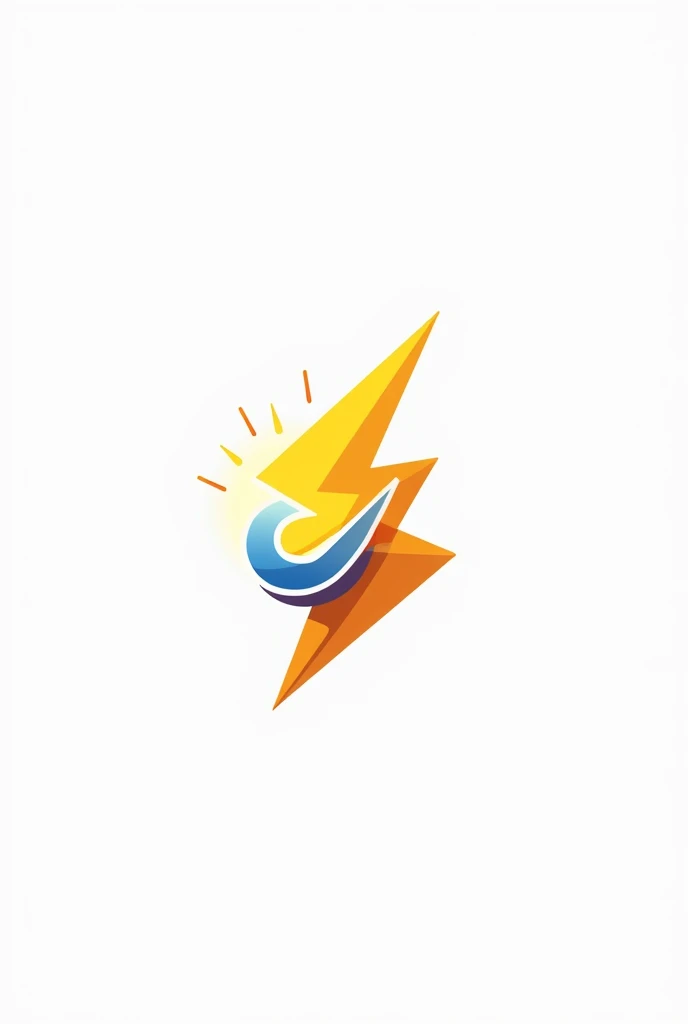 Generte a unique logo, that has a lighting bolt and a lightbulb. Yhe logo is for a company that do projects related to renewable energy. Make it a graphic image not a 3d one. Also use colours such as yellow, orange and variations of it with blue. Make the background white.