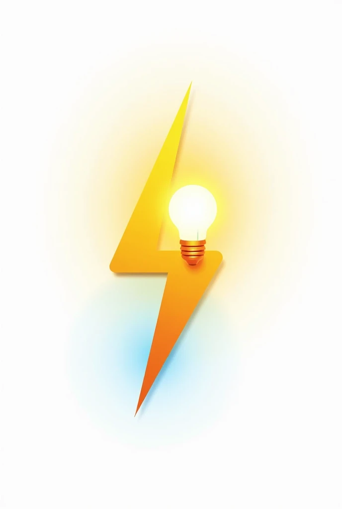 Generte a unique logo, that has a lighting bolt and a lightbulb. The logo is for a company that do projects related to renewable energy. Make it a graphic image not a 3d one. Also use colours such as yellow, orange and variations of it with blue. Yellow and orange for lightbulb and lightning bolt. Blue for a design. Make the background white.