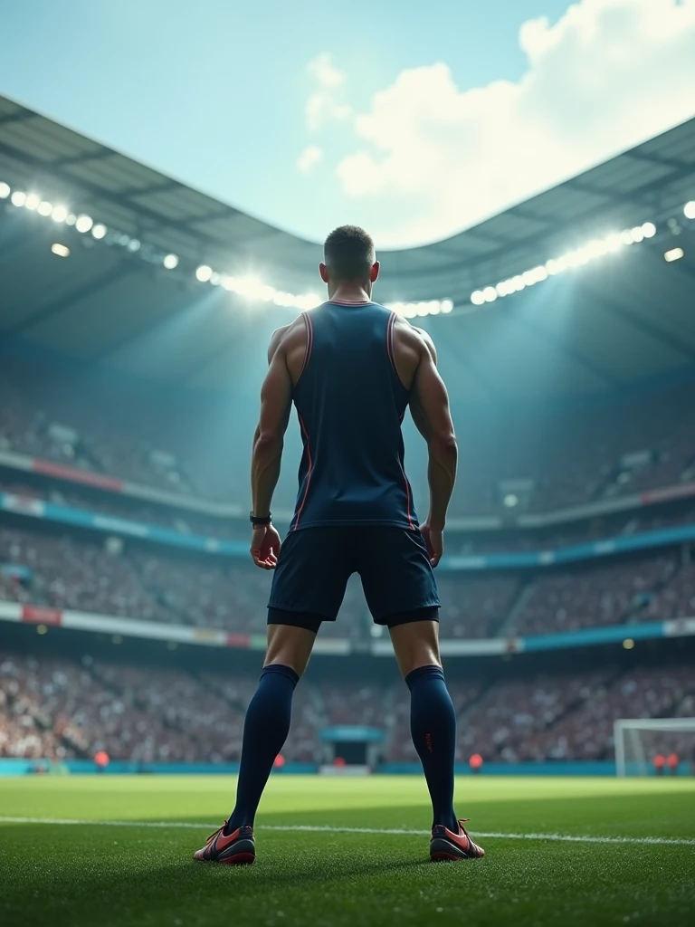a person in the middle of stadium wearing sports clothing and ready to throw a ball, cinematic, 4k resolution