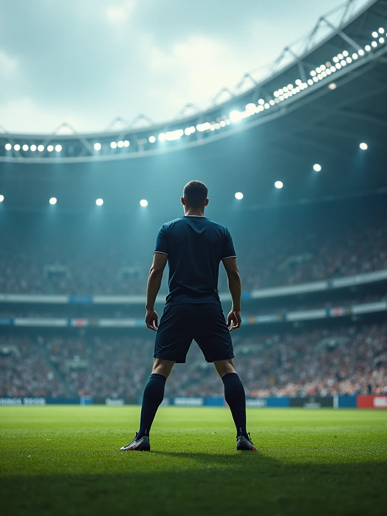 a person in the middle of stadium wearing sports clothing and ready to throw a ball, cinematic, 4k resolution