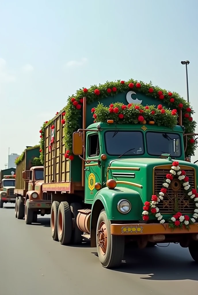 Pakistani trucks decorated on independence day