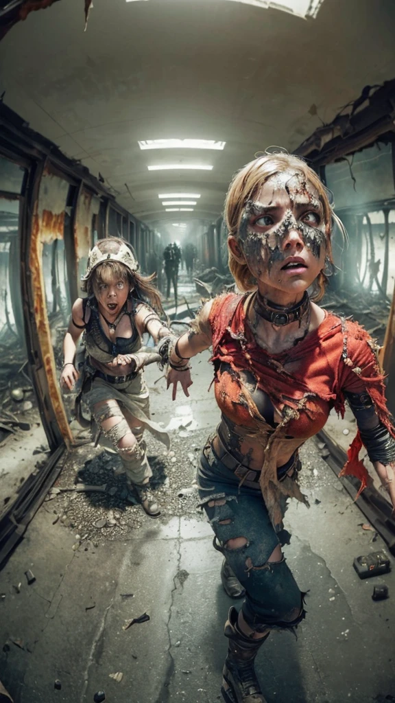 (a woman,apocalyptic scenario,fighting bravely,torn clothes,dramatic scene,high detail:1.4),8k,perfect,masterpiece,best art,ultra-detailed