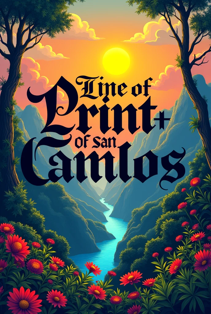 Logo You can use bright tones as a background with images of Venezuelan landscapes and the name of the company comes out of the center. " Prints of San Carlos in gothic typography and in black color