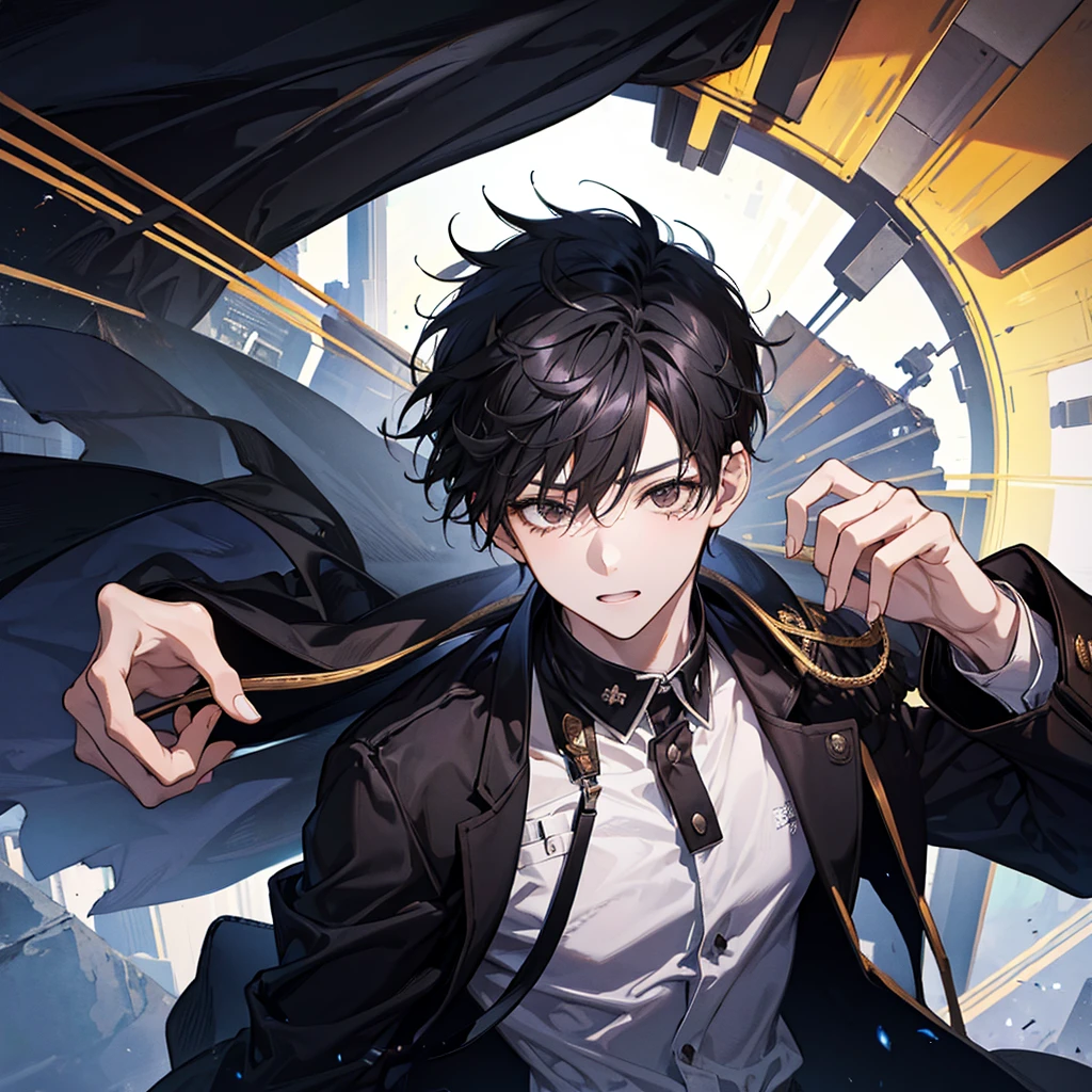 Boy from, black hair,Brown eyes, short,