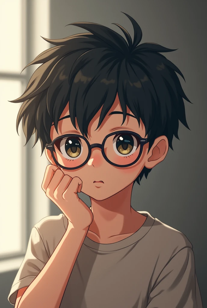 anime boy with glasses