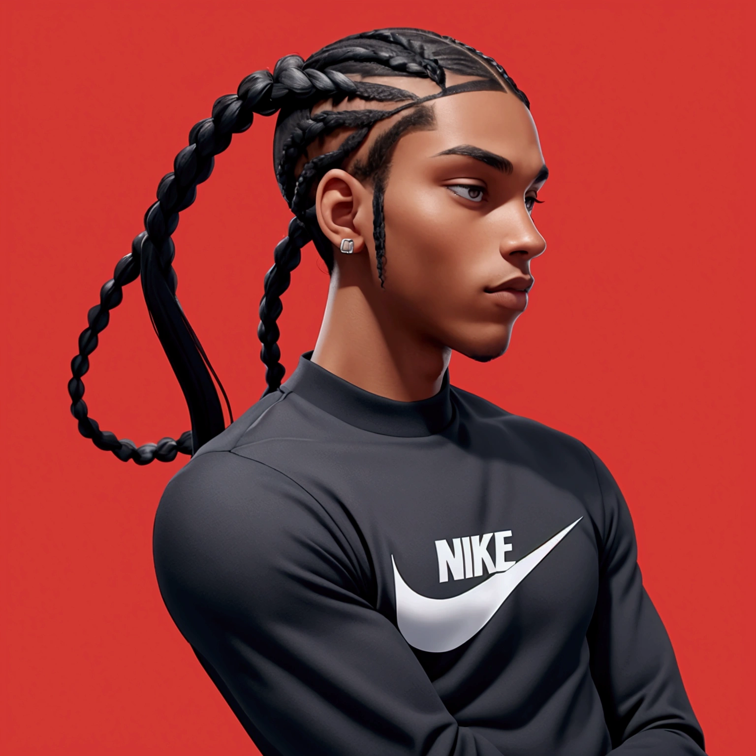 Male with braids and wearing nike