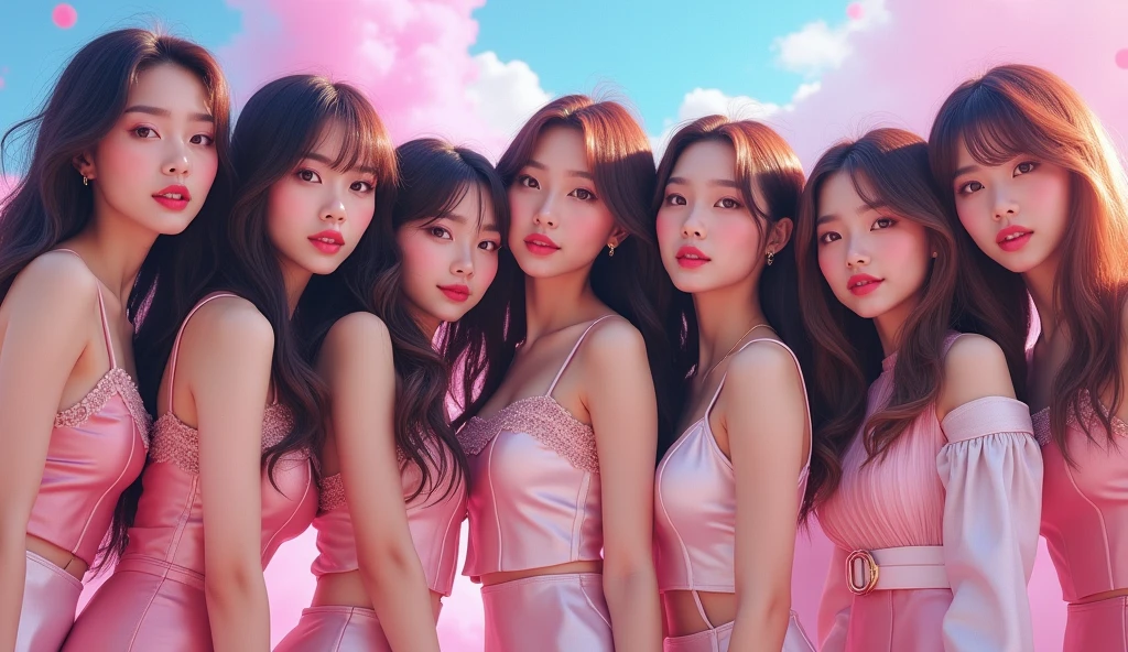 Pink kpop cover 7 cute girls realistic