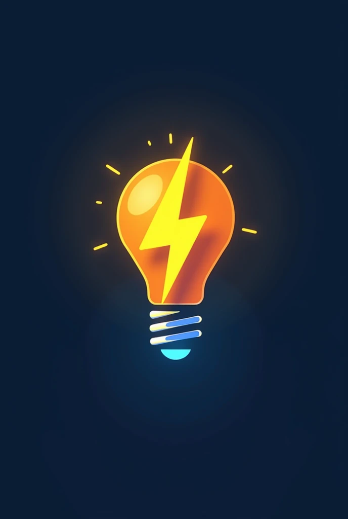 Generte a unique LOGO, that has a lighting bolt and a lightbulb. THE logo is for a company that do projects related to renewable energy. Make it a graphic image NOT A 3D ONE. Also use colours such as yellow, orange and variations of it with blue AS A LINER. 