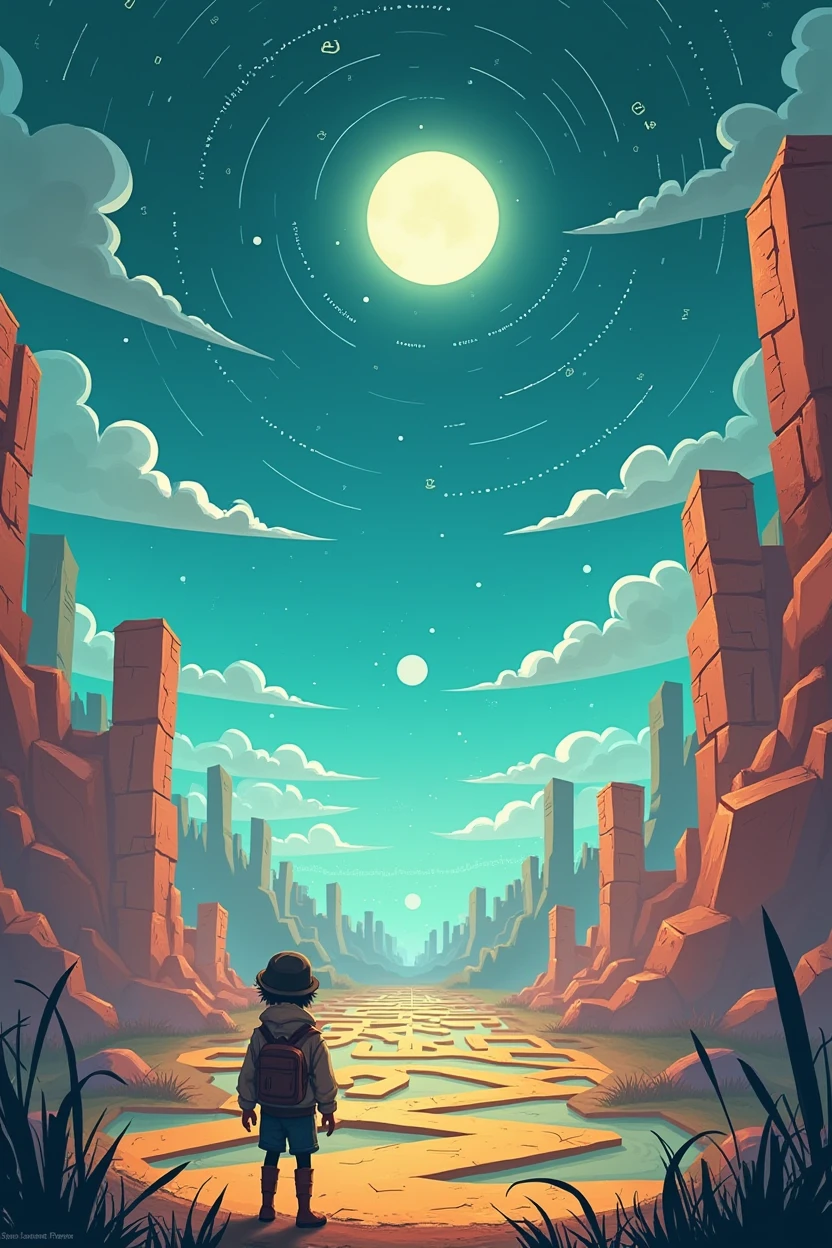 Make me a comic about adventure with arithmetic sequence