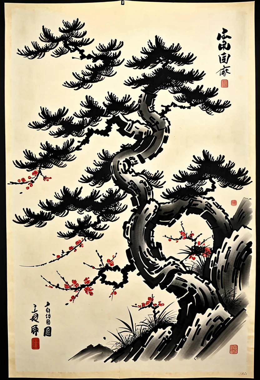 Shodô, Muni d'un pinceau et d'encre de Chine, le calligraphe trace un idéogramme japonais sur du papier, art ancestrale de la calligraphie, trait artistique, finement exécuté, extrêmement détaillé et précis,  matrice,  Hyperréaliste, la plus haute qualité, la plus haute qualité, Résolution 8k, Cinématique, Éclairage dramatique, Extrêmement clair, masterpiece surréaliste à couper le souffle