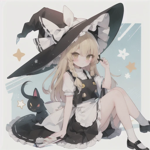 (kirisame marisa:1.4), (Hakurei Reimu:1), lily, high quality, Witch Hat,