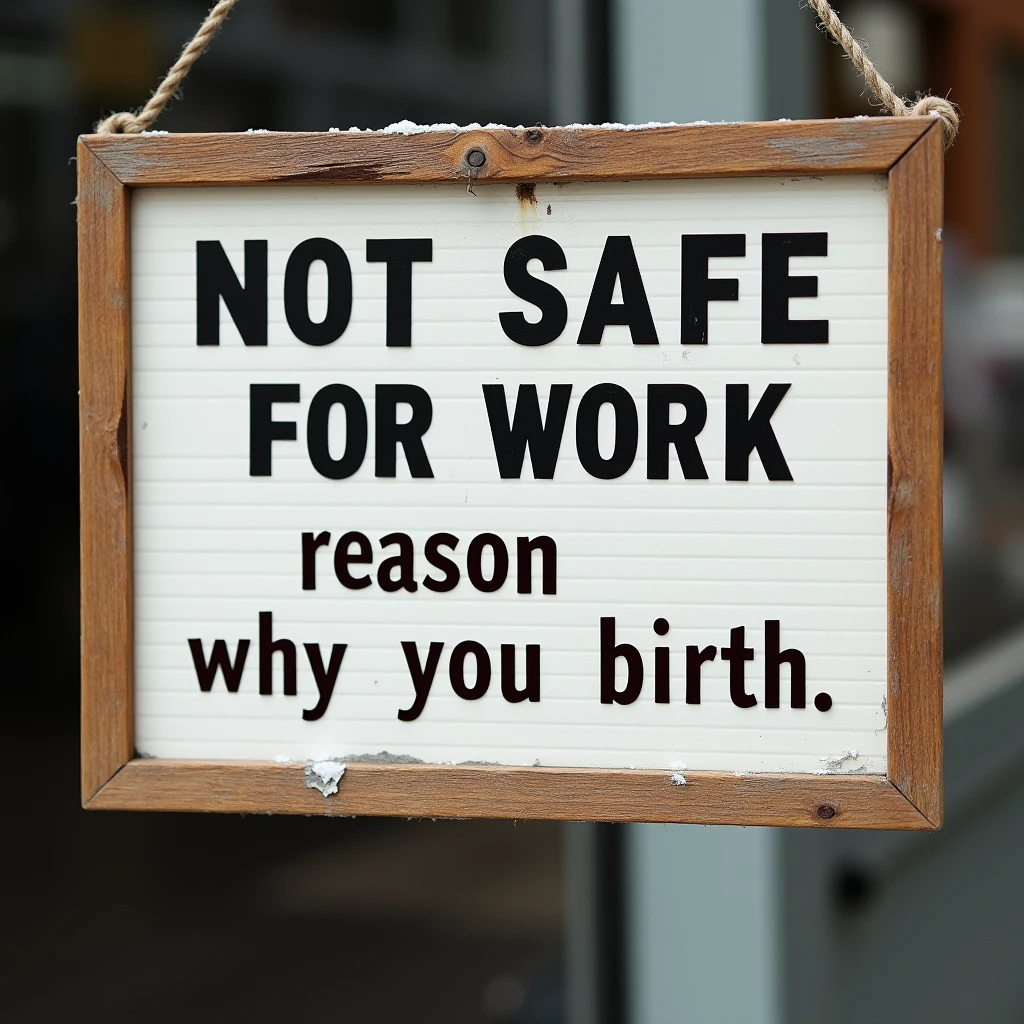 signboard,"NotSafeForWork", "reason why you birth",