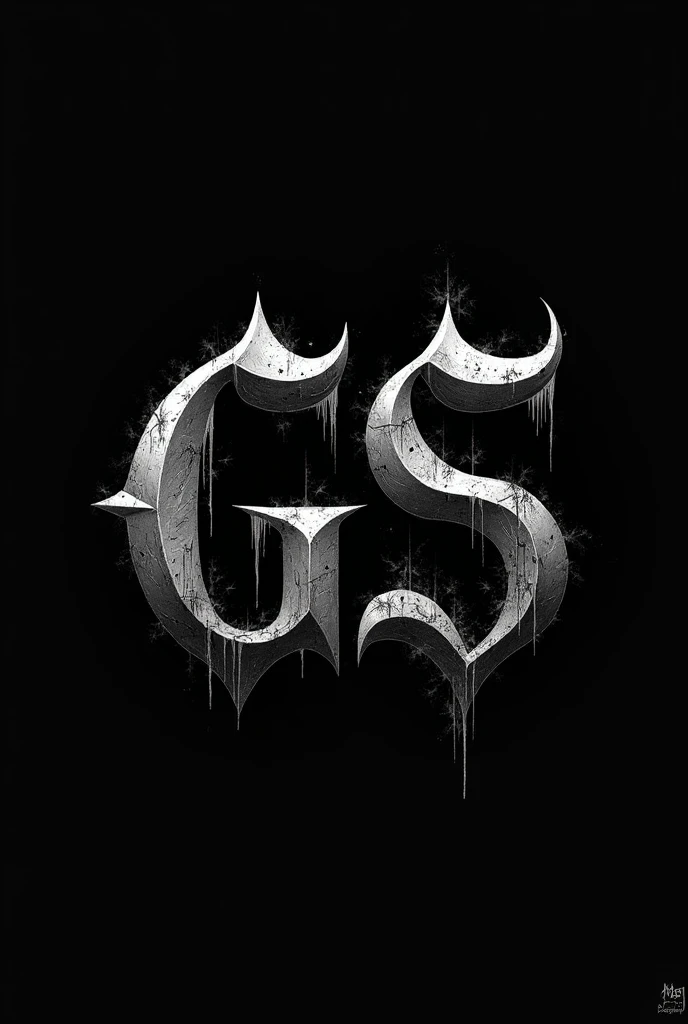 Create a 700 x 700 black image with gothic stuff with these large, centered letters GS