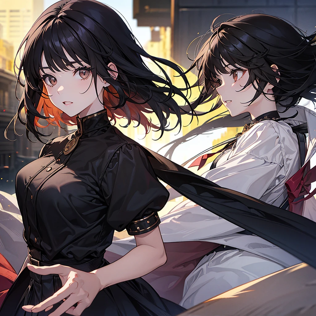 Girl from, black hair,Brown eyes, short, king