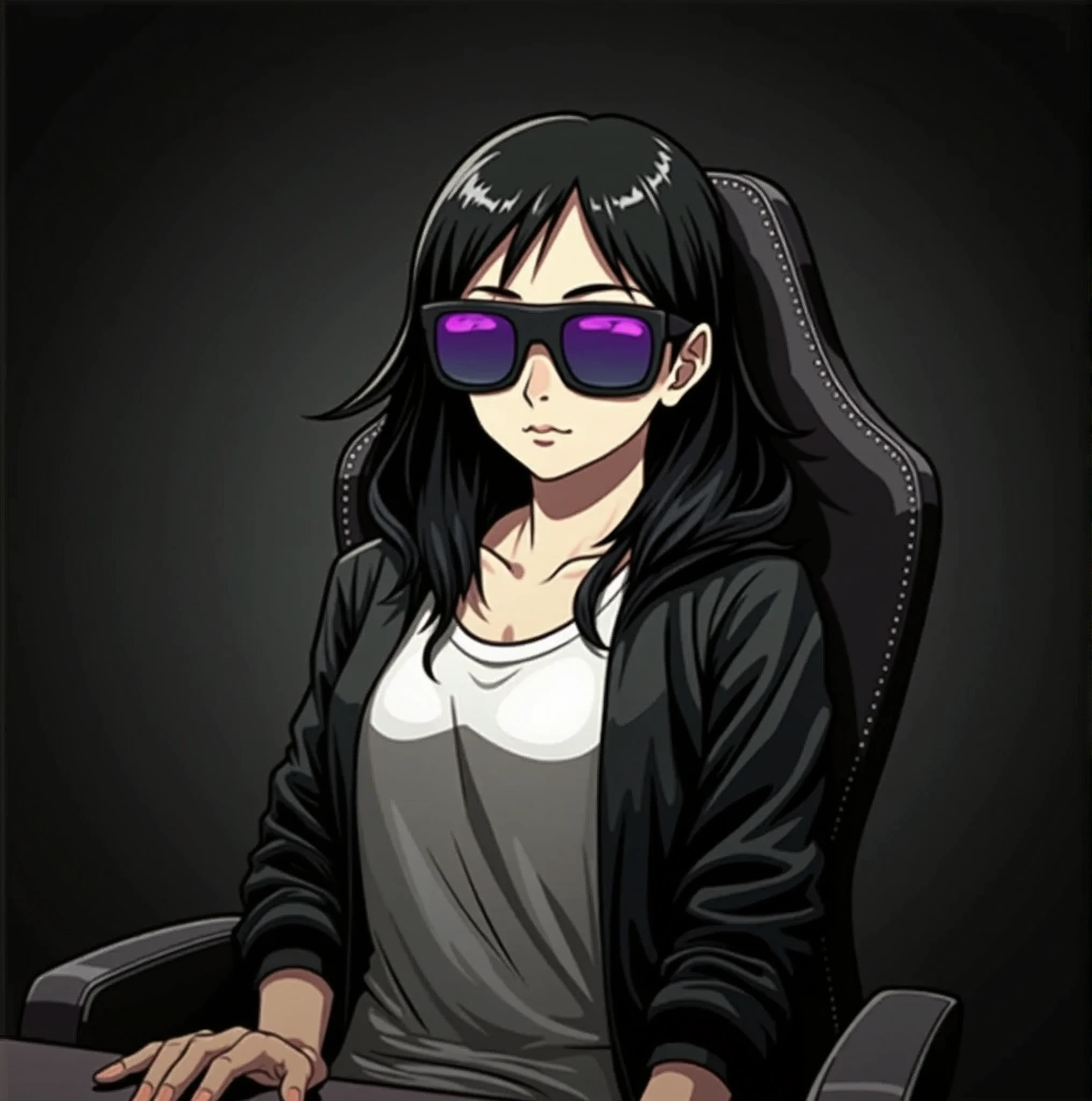 Chair Design: The chair could be sleek and modern, perhaps with a slight futuristic or minimalist design to match the anime theme.Lighting: Soft lighting effects or subtle shadows can be added to give depth and make the character pop against the simple background.Logo Layout: The character could be positioned slightly off-center, with the text either below or to the side, creating a balanced and visually appealing layout.This approach will give your YouTube logo a unique, engaging, and professional look, perfectly suited for an anime-related channel.