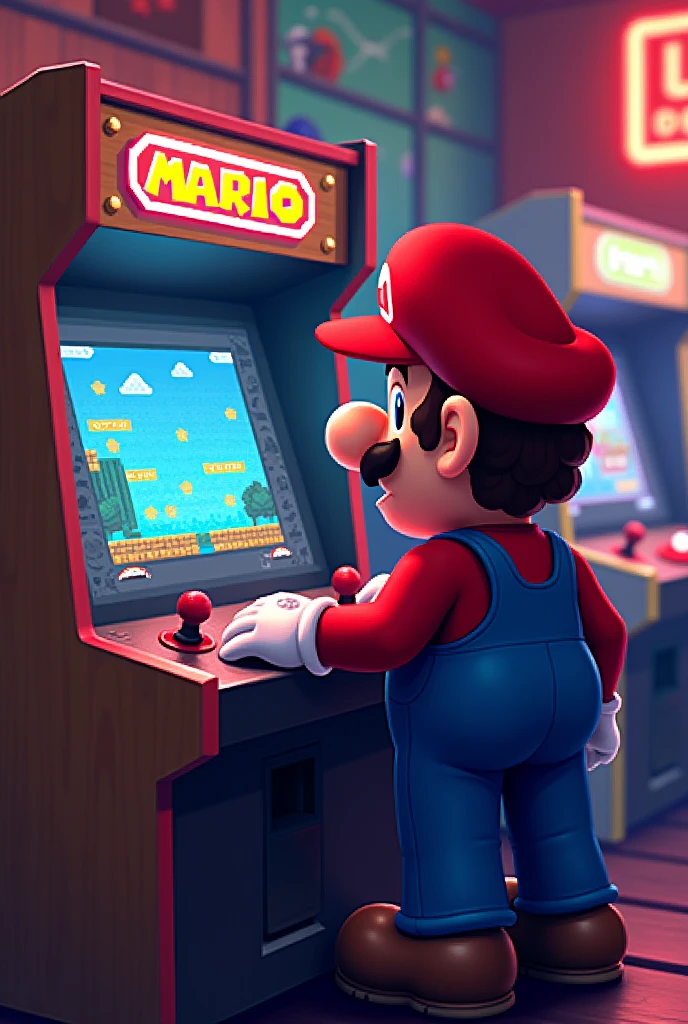 Mario playing arcade