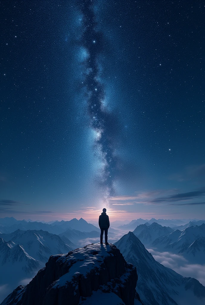 Top of the mountain there many of stars visible on a flat surface top hill view from point of view