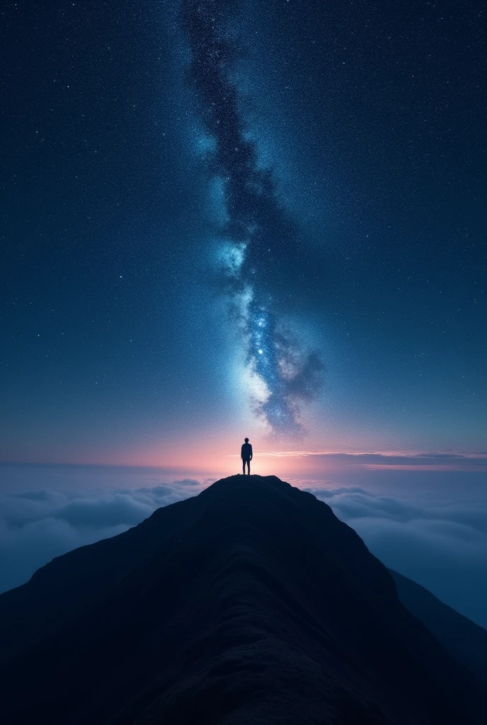 Top of the mountain there many of stars visible on a flat surface top hill view from point of view without any person