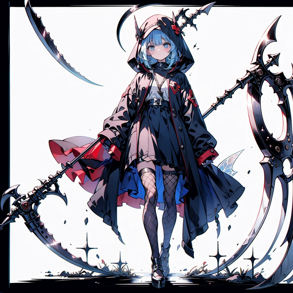 Fishnet tights, Fairy, One girl, thief, dark, military scythe,