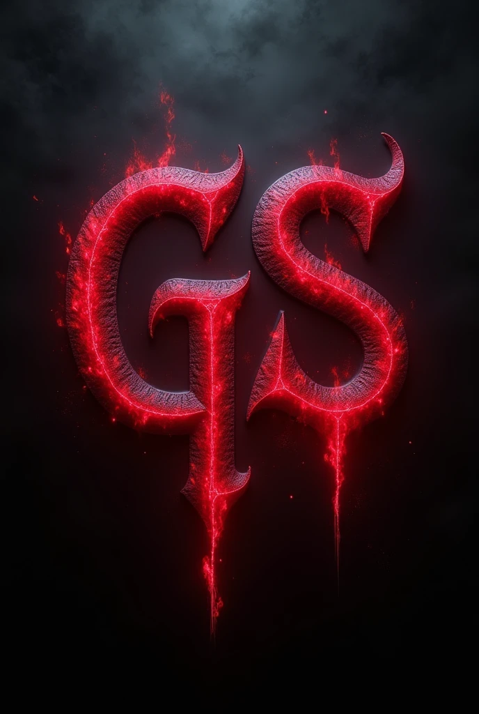 Create a 700 x 700 image with the Gothic letters GS with a slight red flashing glow
