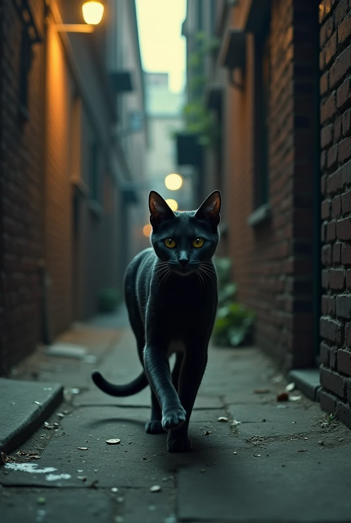 Beautiful cat walking in an alley 