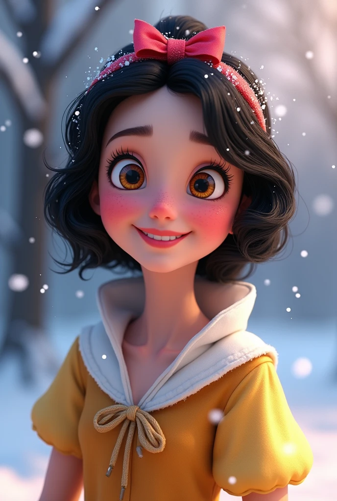 An animated picture of snow white smiling