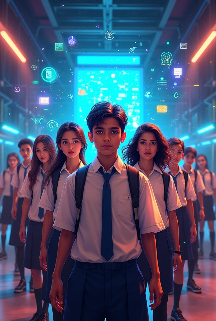 Draw a picture for Kishore Batayan Bangladesh's platform.   Generation G's strength and power in terms of image.  Kishore Batayan is a platform for adolescent students.  Kishore Batayan works on cyber awareness, mental health and online education.. 


Dress code : Bangladeshi school dress
Smile and confidence 