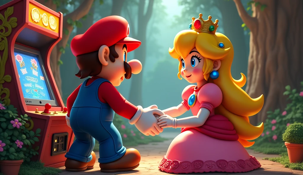 ((best quality)), ((masterpiece)), (detailed), perfect
Mario and princess peach playing together arcade