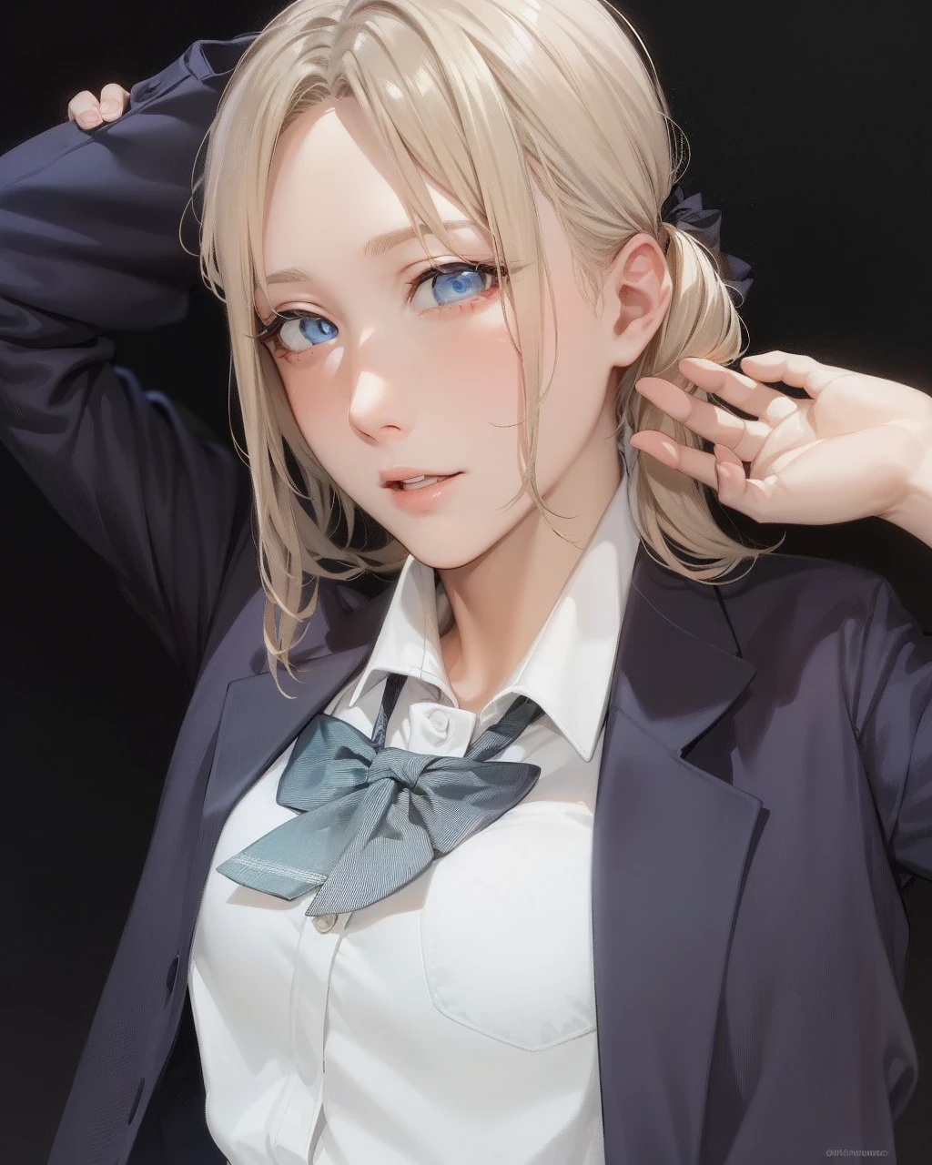 nodokaharamura, Nodoka Haramura, Blue eyes, Hair Bow, Long hair, Pink hair, Bow,
Blake Blue Skirt, Kiyosumi school uniform, Pleated skirt, School uniform, serafuku, Skirt,
BREAK looking at viewer,
Break indoors, crass room,
BREAK (masutepiece:1.2), Best Quality, High resolution, Unity 8k Wallpaper, (Illustration:0.8), (Beautiful detailed eyes:1.6), extra detailed face, Perfect Lighting, extremely details CG, (Perfect hands, Perfect Anatomy),Seductive smile,huge-breasted,From below,