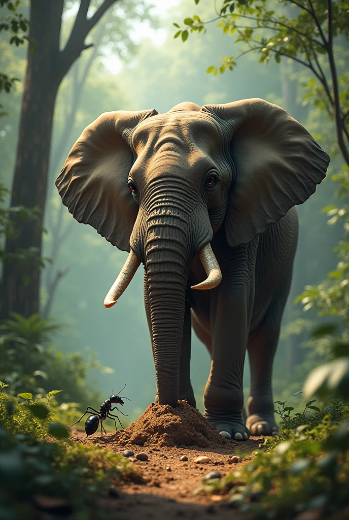The ant killed the elephant by biting into its dunghill.