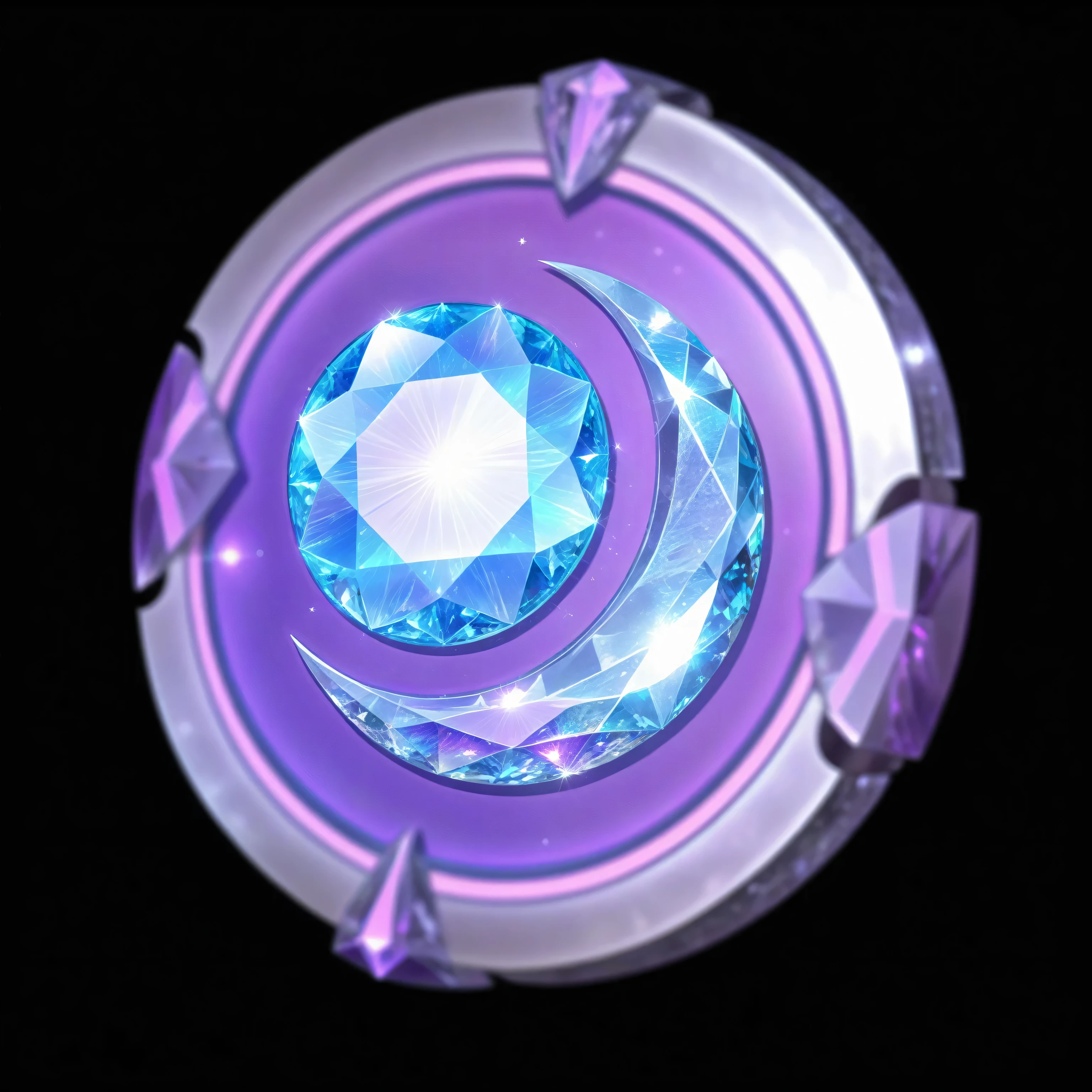 arafed image of a purple circular object,There is a diamond in the middle, Frost Accelerator, Latest Moon Gate, Ashes crystal, Crystal skin, Refracted moon light, Capability Image, lunar mythos future perfect, Prismatic Halo, Heart Stone, Magic Items, cosmic colorful Latest Moon Gate, The glittering gem on the hilt, Moon Leias