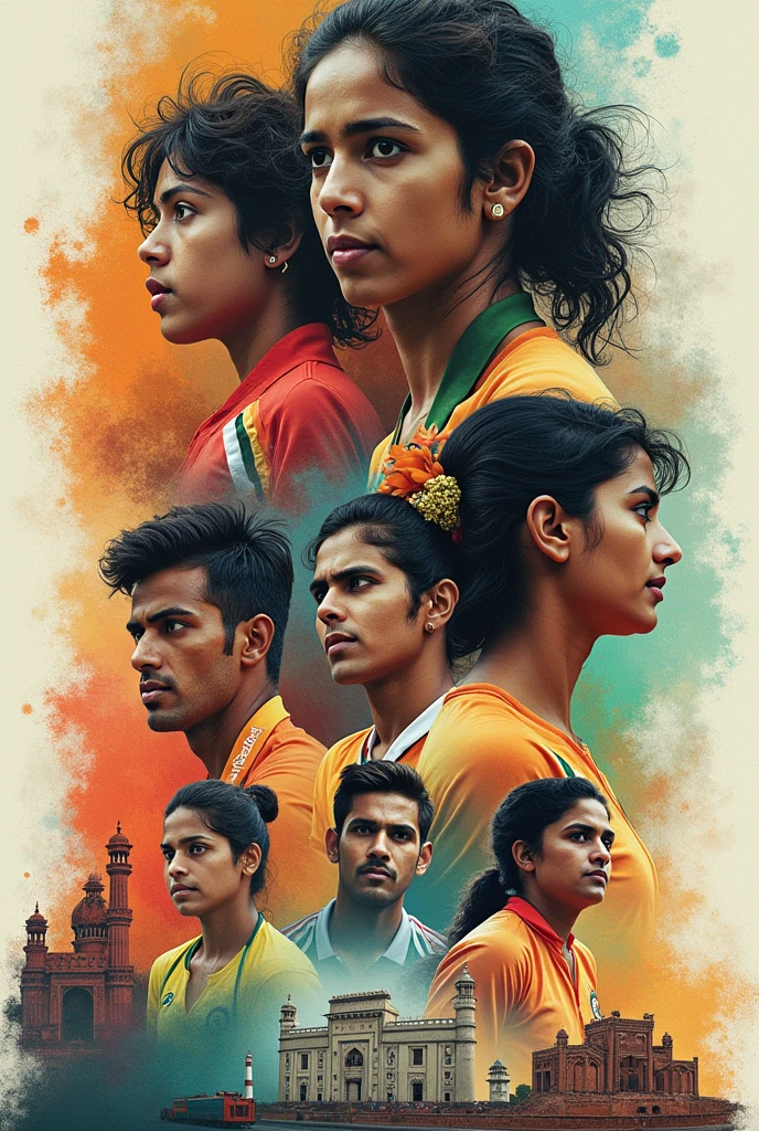 Create all Indian Olympic Player Photo like shivling throw shooting wrestling hockey cricket etc