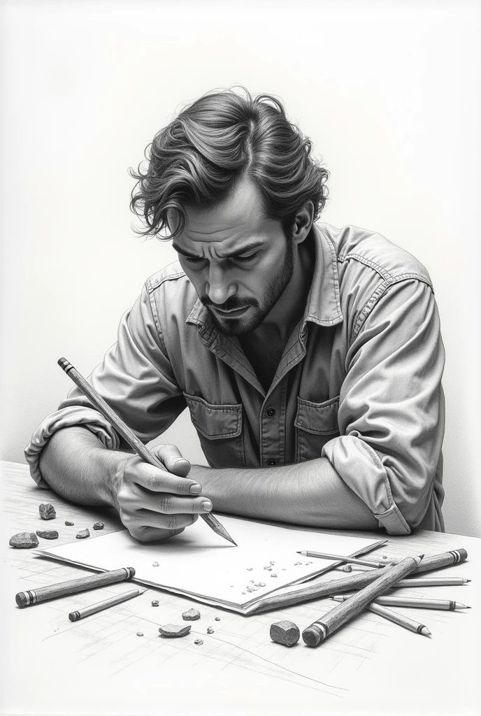 You can make a pencil drawing of a person whose pencil broke.?