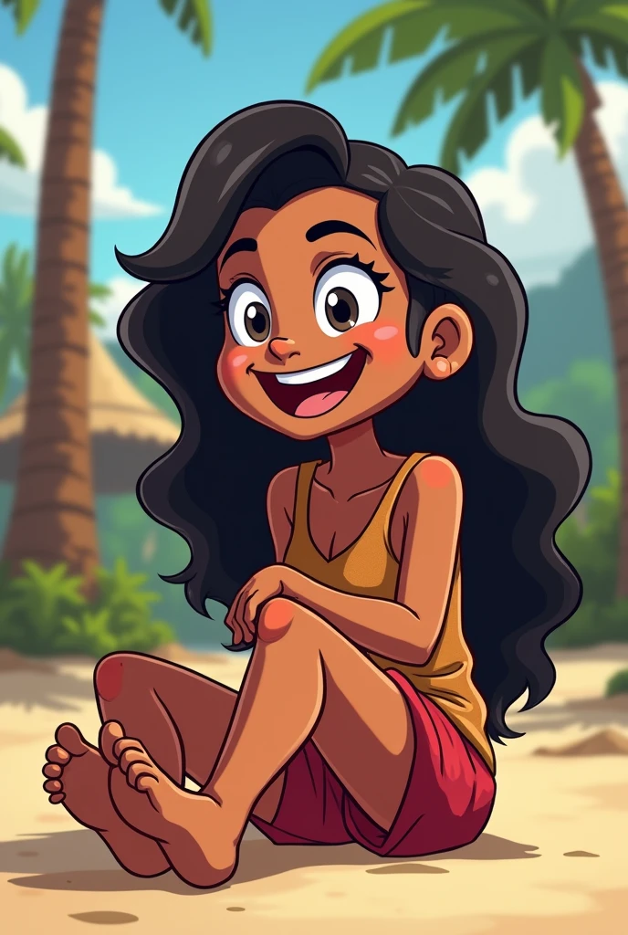 Priya getting tickle by her feet for total drama island reboot