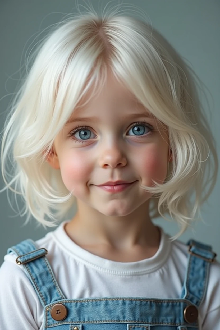 Girl 5 blue eyes white hair good figure innocent